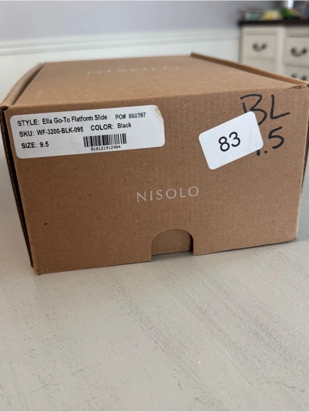 Nisolo Ella Go-To Flatform Slide Women’s Black Leather Sandals Sz 9.5 NIB